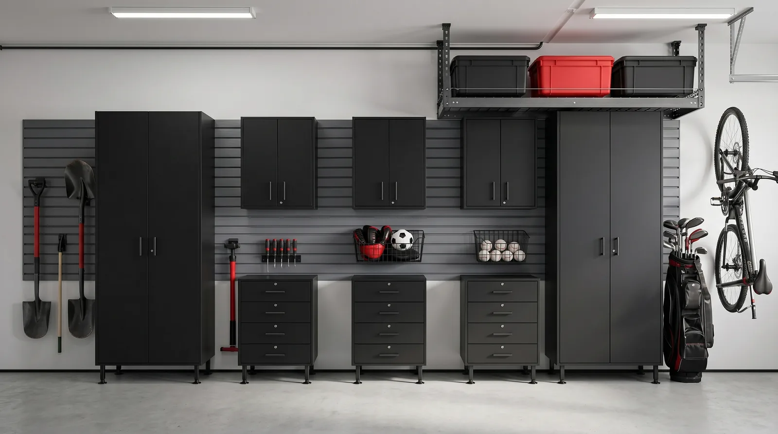 Garage cabinet and slatwall design inspiration